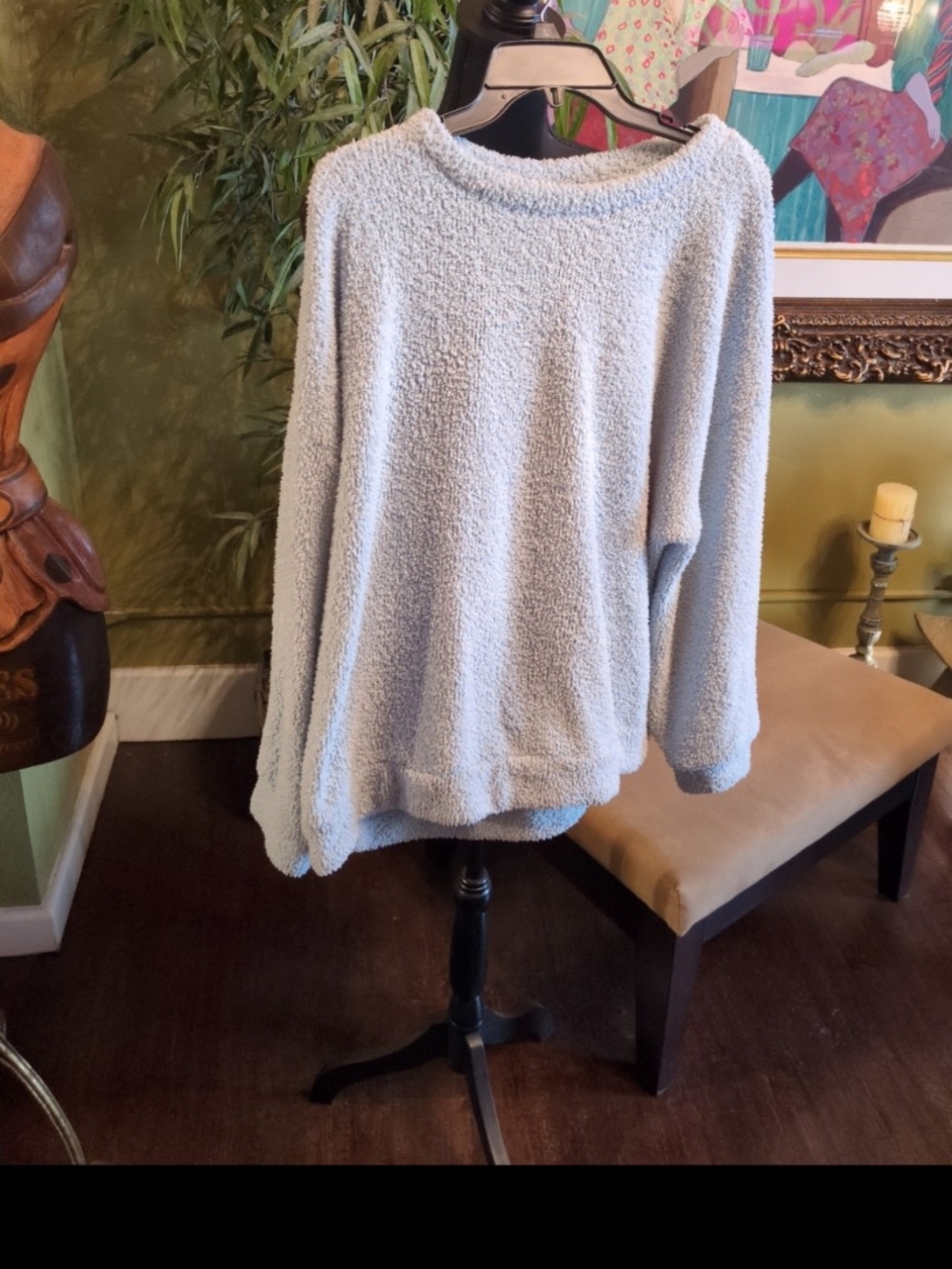 Wonderly Light Blue Plush Crew Neck Sweater